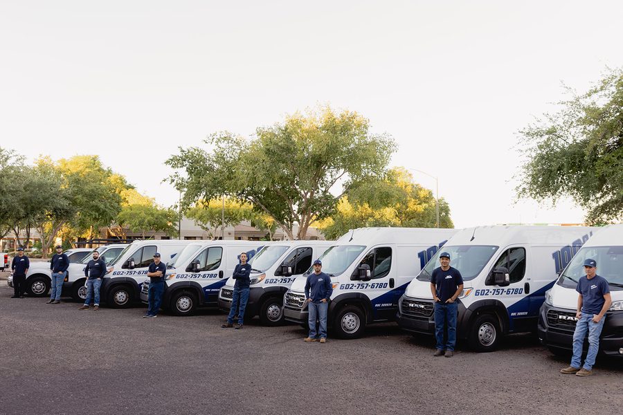 100% Plumbing team and fleet in Peoria AZ